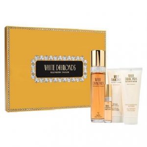 White Diamonds by Elizabeth Taylor 4pc Gift Set EDT 3.3 oz + Body Wash 3.3 oz + Body Lotion 3.3 oz + Mini for Women