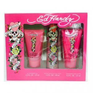 Ed Hardy by Ed Hardy 3pc Gift Set EDP 3.4 oz + Shower Gel 4.2 oz + Body Lotion 4.2 oz for Women